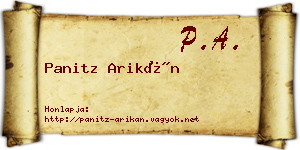 Panitz Arikán névjegykártya